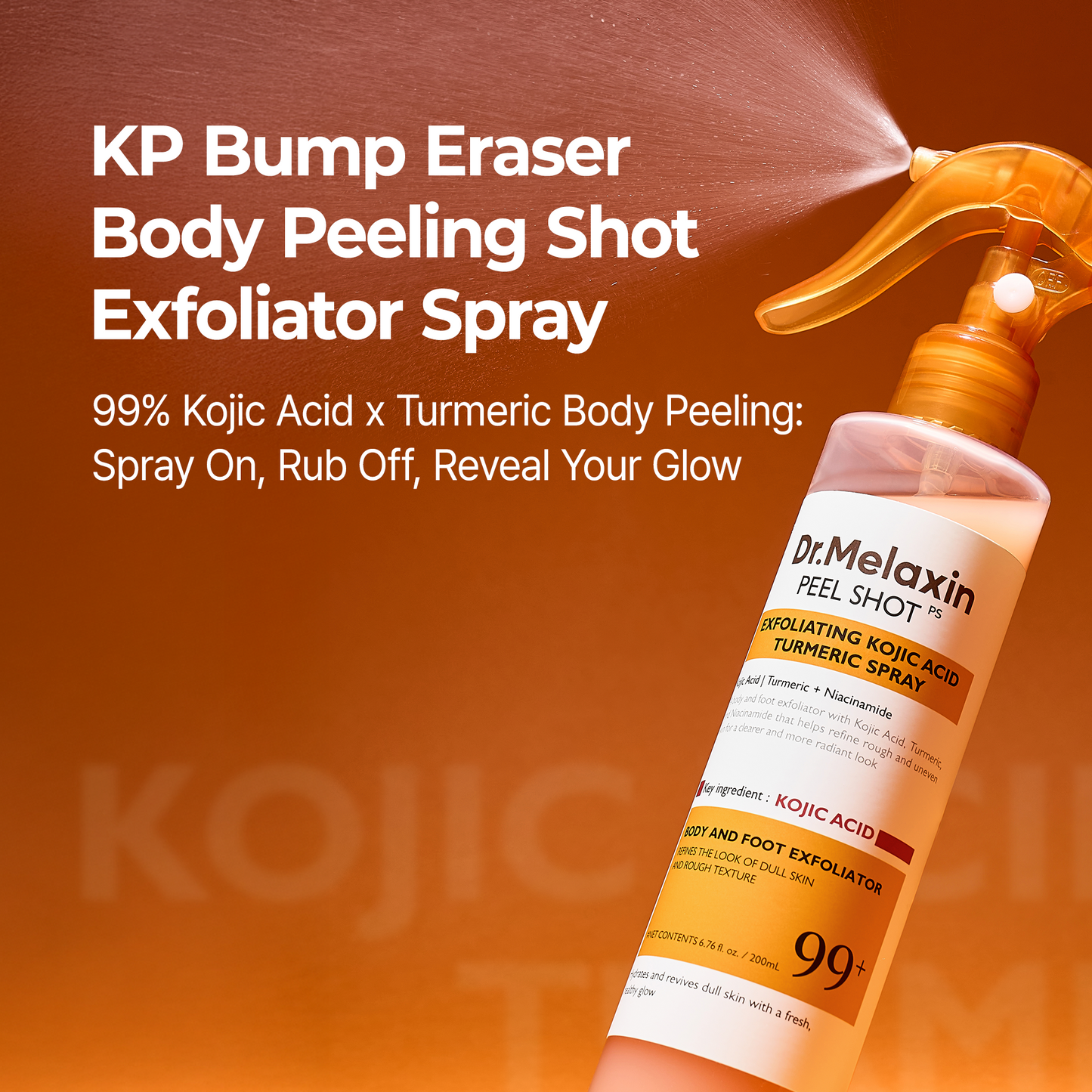 Dr.Melaxin Peel Shot Glow Rice Ampoule Duo (White + Black) & Kojic Acid Spray Set – Exfoliating & Brightening Skincare Kit for Smooth Texture, Dark Spot Care & Radiant Skin