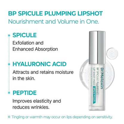 Dr.Melaxin BP Spicule Plumping Lip Shot Maxi – Microneedle Lip Plumper for Fuller Lips & Smooth Texture, Hyaluronic Acid & Peptides for Volume & Fine Line Care, Korean Lip Treatment