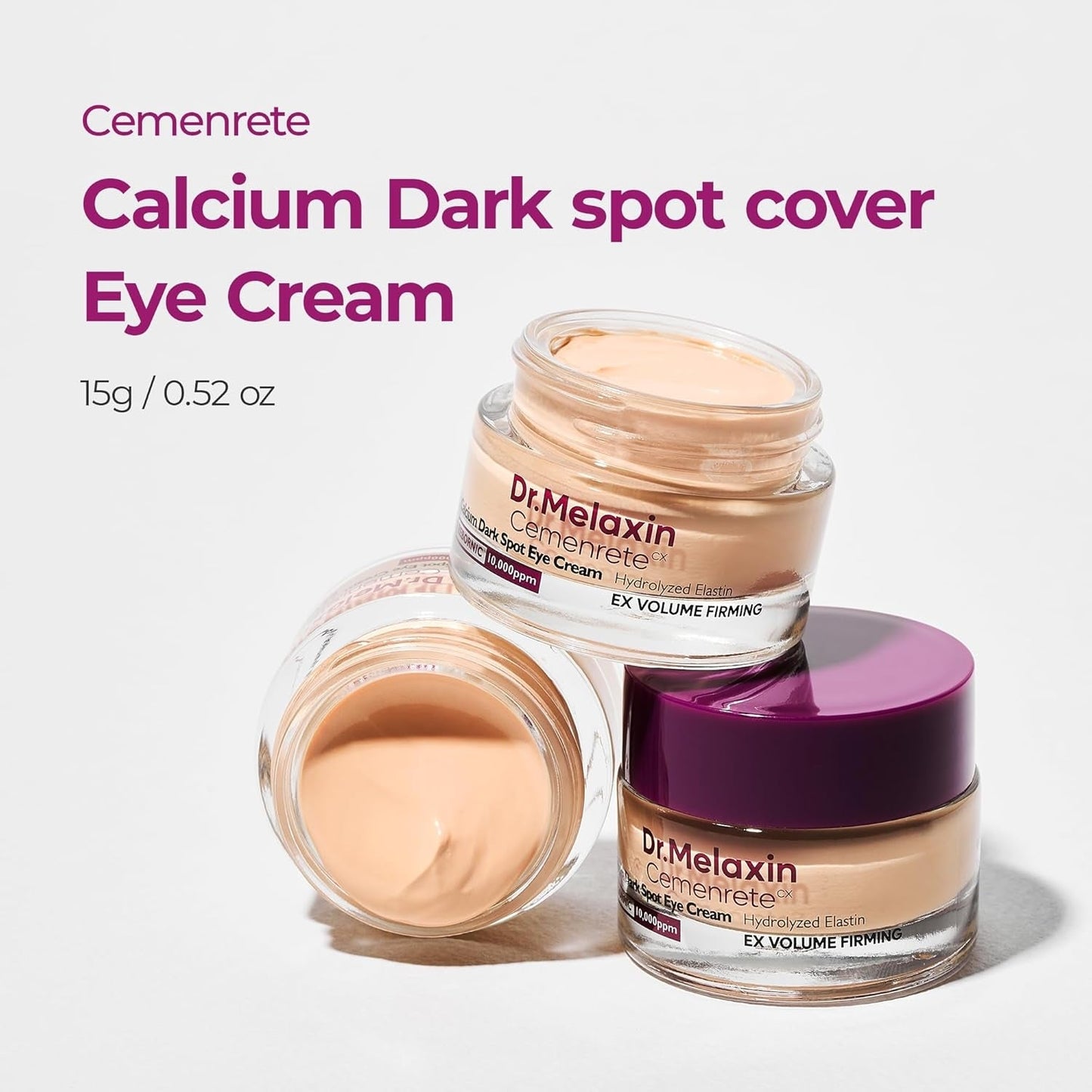 Dr.Melaxin Calcium Dark Spot Eye Cream 15g – Niacinamide & Calcium Gluconate Eye Cream for Dark Circles, Under Eye Bags & Sagging | Hydrolyzed Elastin EX Volume Firming | Korean Eye Cream