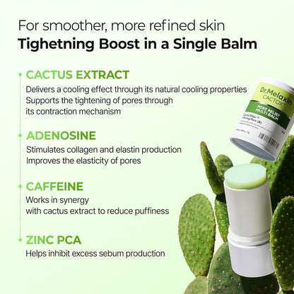 Dr.Melaxin Cactox Pore Relief Multi Balm Stick – Zinc PCA & ADENOSINE Cooling & De-Puffing Face Balm for Enlarged Pores & Puffy Skin, Pore Minimizing with Cactus Extract, Korean Skincare, 0.88 oz