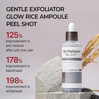 Dr.Melaxin body & face peel shot duo glow black rice peeling ampoule kojic acid & turmeric spray