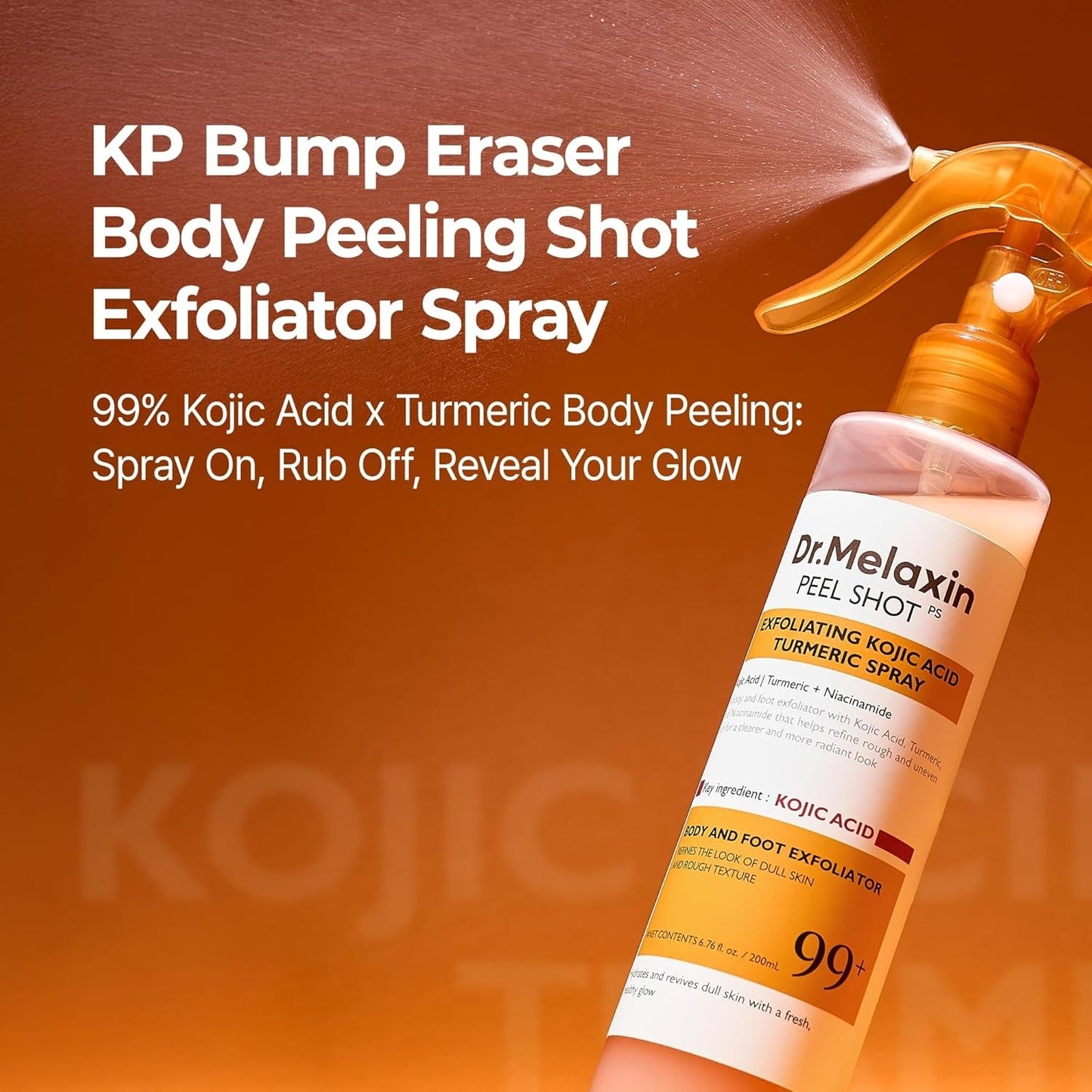 Dr.Melaxin body & face peel shot duo glow black rice peeling ampoule kojic acid & turmeric spray