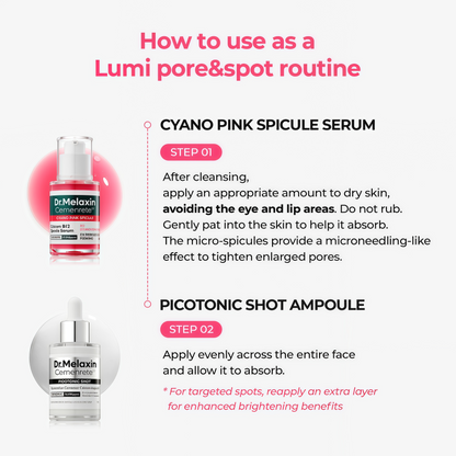 Dr.Melaxin 4-Piece Skincare Set – Peel Shot Rice Ampoule Duo (White + Black) & Lumi Firm Lift Care Duo, Exfoliating, Brightening & Firming Kit for Smooth, Lifted & Radiant Skin