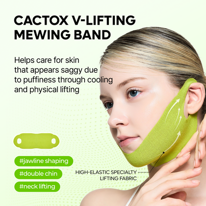 Dr.Melaxin CACTOX V-Lifting Mewing Band – Cactox + Caffeine + Collagen Double Chin Lifting Band for Sagging Jawline & Facial Puffiness | 115.49% Jaw & Chin Lifting Improvement | Korean V-Line Lifting