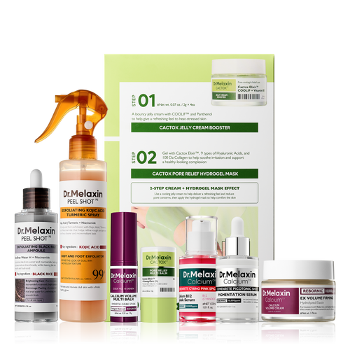 Dr.Melaxin 8-Step Collagen Glow Lift Bundle Black Rice & White Rice Edition Korean Skincare Set For Firming, Hydrating & Glass Skin Glow