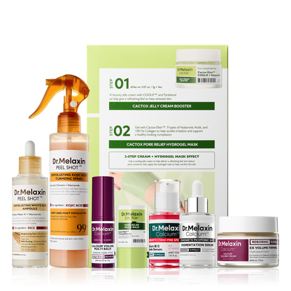 Dr.Melaxin 8-Step Collagen Glow Lift Bundle Black Rice & White Rice Edition Korean Skincare Set For Firming, Hydrating & Glass Skin Glow