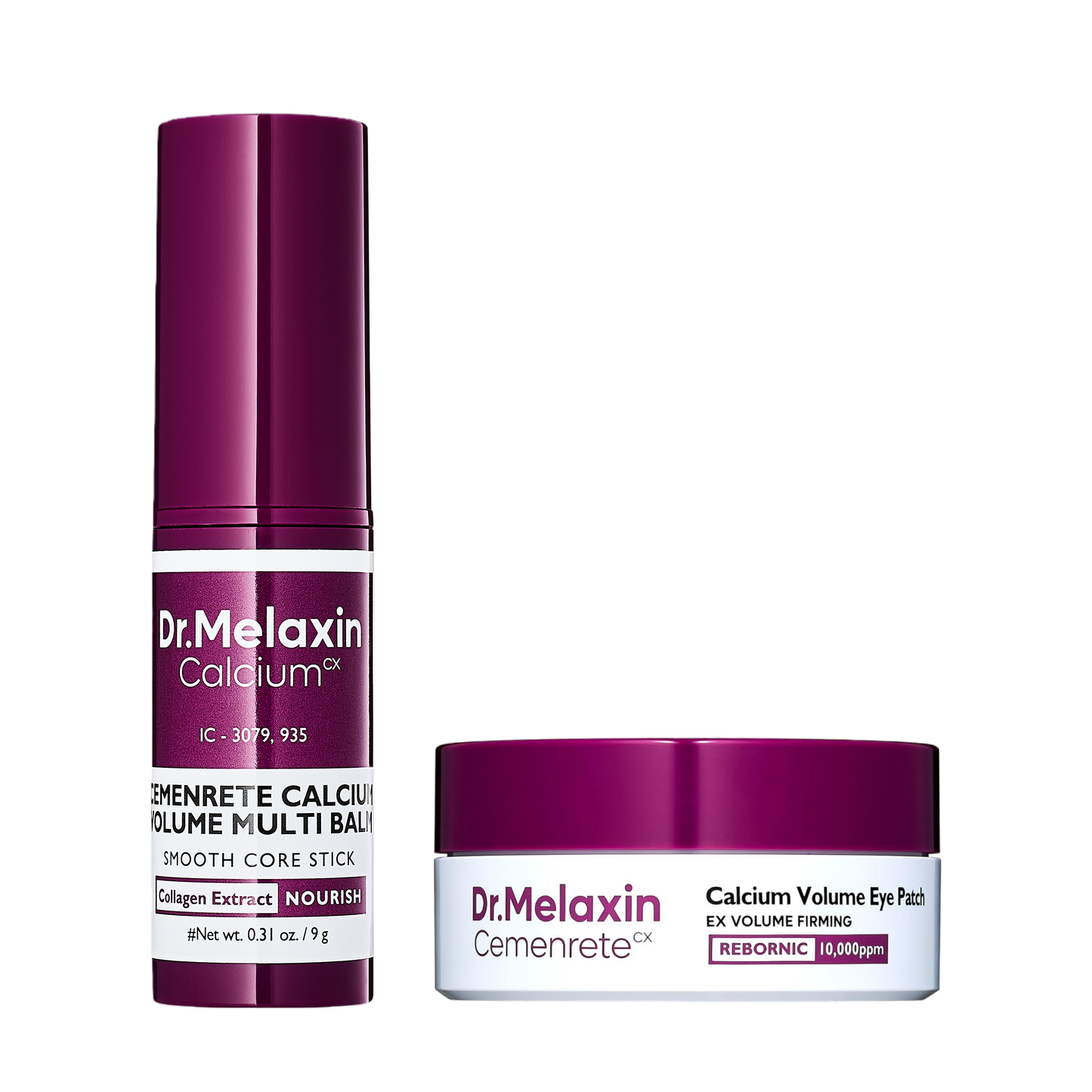 Cemenrete Calcium Multi Balm 9g & Calcium Volume Eye Patch 60ea Set – Hydrating Multi Balm + Firming Under Eye Patches for Bright, Smooth & Youthful Skin