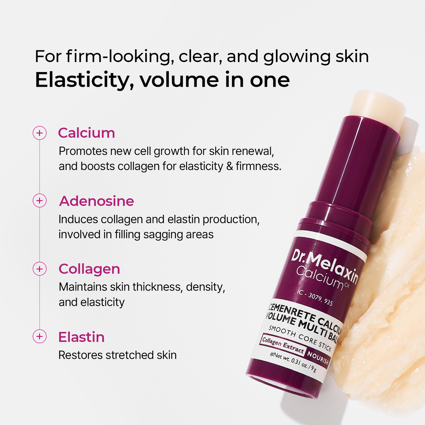 Cemenrete Calcium Multi Balm 9g & Calcium Volume Eye Patch 60ea Set – Hydrating Multi Balm + Firming Under Eye Patches for Bright, Smooth & Youthful Skin